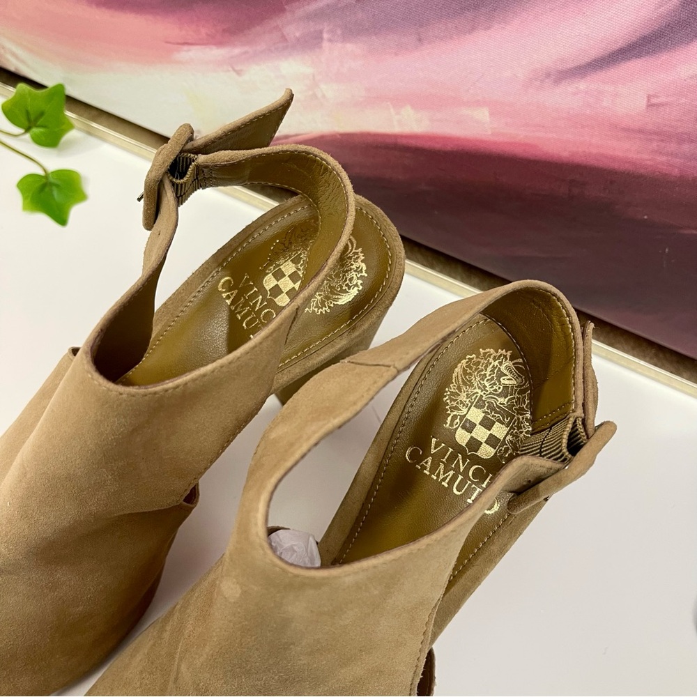 Vince Camuto Crebellan Block Heel Suede Sandal in Tan Size 8.5‎ - Picture 14 of 15